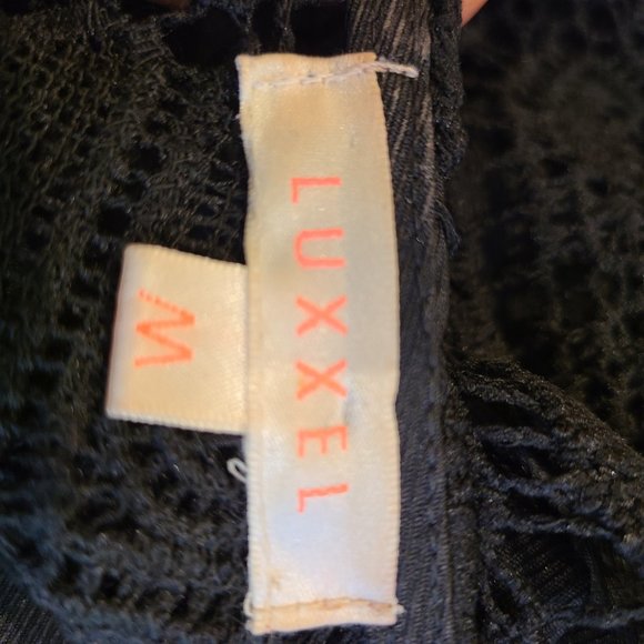 LUXXEL LADIES LONG SLEEVE CROCHET BLACK TOP WITH ATTACH SHORTS SIZE: M - Picture 12 of 12